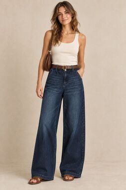 American Eagle Low-rise Baggy Wide Leg Jeans oversized XS Elastic Waist